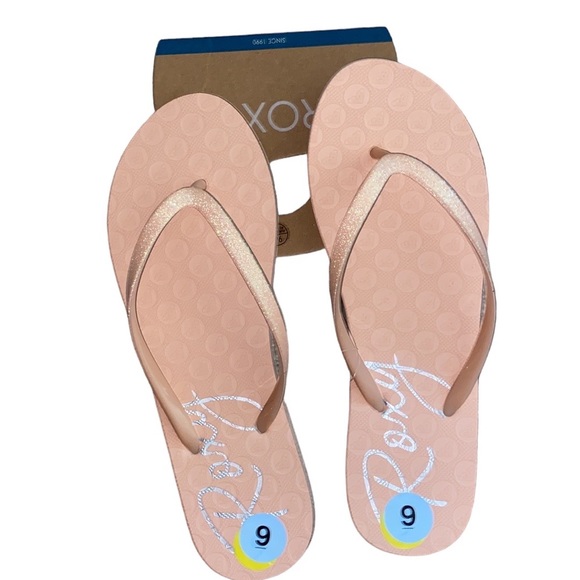 1 LEFT - NEW Roxy glitter flip flops/things/sandals - Picture 10 of 11